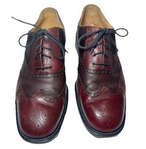 Mario Calugi Mens 11M Burgundy Leather Wingtip Brogue Oxfords Made Italy